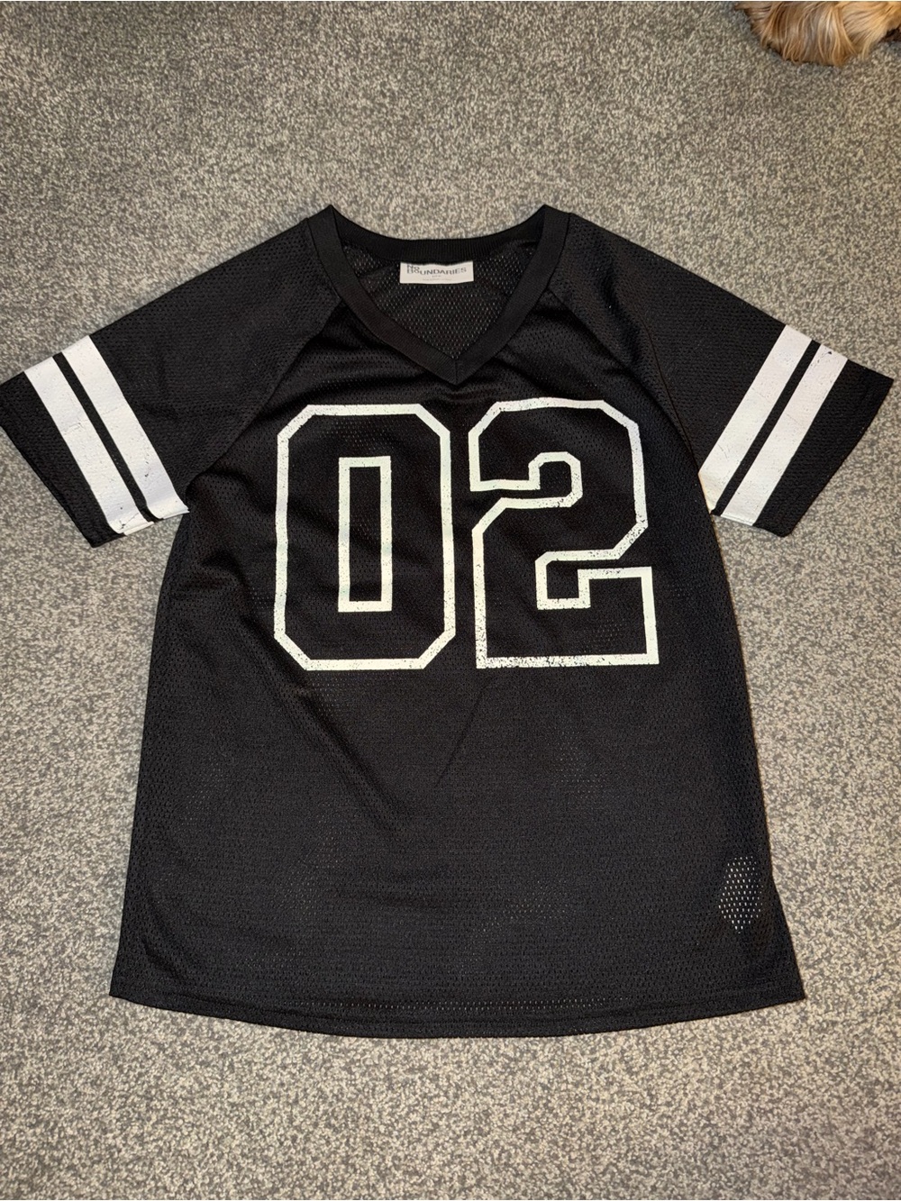No Boundaries Black Jersey Top with White '02' Graphic